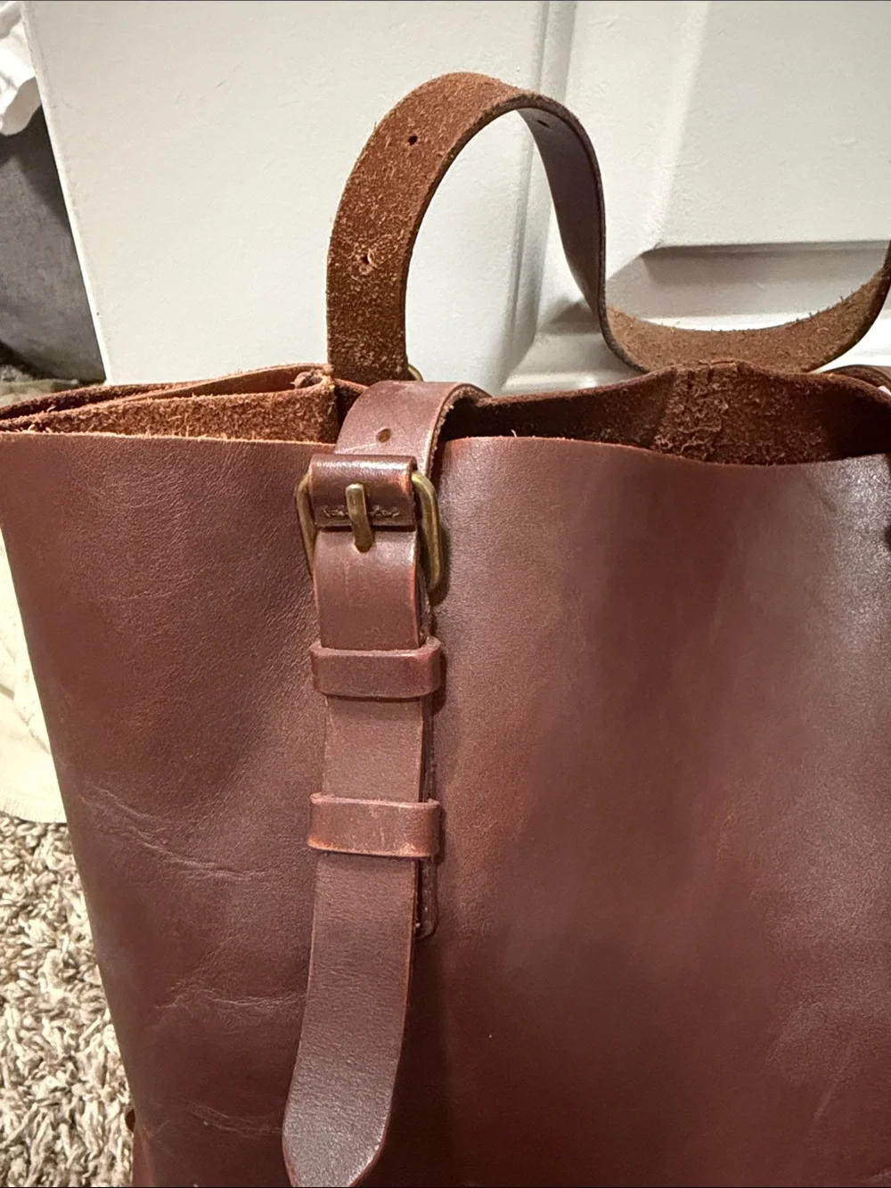 Madewell Classic Brown Leather Transport Tote Bag